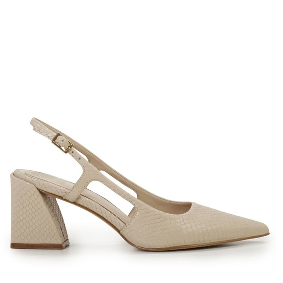 Vince Camuto Tan Slingback Heels with Pointed Toe Sindree Sz 7.5 snake caseina - Picture 2 of 11